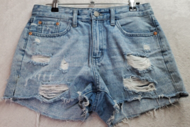 JUST BLACK Denim Shorts Womens Size 27 Blue Denim Medium Wash Pockets Distressed - £12.60 GBP