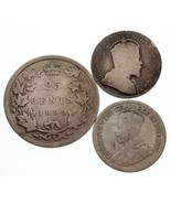 Canada Lot of 3 Silver Coins (1903 10C VG, 1921 10C VF, 1899 25C Fine) - €62,73 EUR