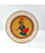 Vintage Donald Duck round wicker tray Disney home decor collectable gift - $43.12 CAD
