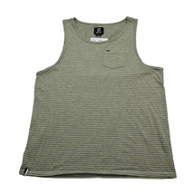 Split Shirt Mens L Green Sleeveless Round Neck Pinstripe Pocket Knit Tan... - $18.69