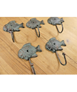 5 CAST IRON FISH COAT HOOKS RACK TOWEL BATH NAUTICAL HAT HALL TREE FISHI... - $463.92 MXN