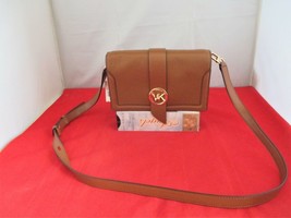 Michael Kors Charm Medium Leather Crossbody Messenger $228 Luggage  #3332 - £71.05 GBP