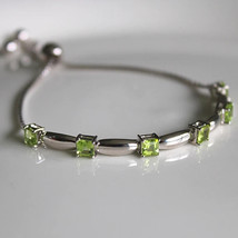 5CT Lab-Created Peridot Birthstone Adjustable 7&quot; Bolo Bracelet in 14k Gold Over - £160.69 GBP