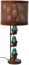 Upcycled Table Lamp Vintage Glass Telegraph Insulator Lights Clear,Blue, Metal - £801.03 GBP