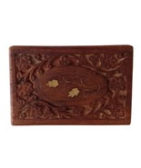 Wooden Hand Carved Inlaid Flowers Jewelry Trinket Box Made in India - $20.62 CAD