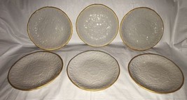 Pottery Barn Soulful Gold Rim Salad Plates Set/6 Patterned Off-White China - $54.99