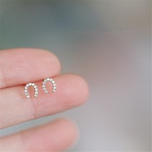 Silver 14k gold plating pav crystal horseshoe u shaped stud earrings women light luxury thumb200