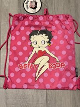 Betty Boop 13&quot; x 11.5&quot; School Backpack with Drawstring straps Pink Nylon - £15.91 GBP
