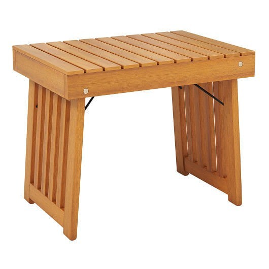 Patio Foldable Side Table with Slatted Tabletop for Backyard - $86.09