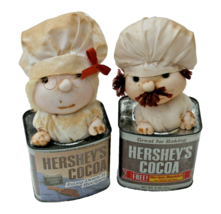 Vtg Pair Hershey’s Cocoa Cans Stuffed Wplush Male &amp; Female Bakers Dusted Cocoa - £14.43 GBP
