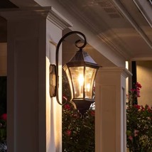 Outdoor Farmhouse Solar Wall Light in Black Finish - 150 Lumens - $356.49
