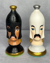 Duncan Chess Mold Ceramic Painted Pawn Set of 2 Black White Gold Vintage - £19.35 GBP