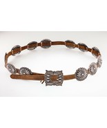 Non Signé Argent Concho Ceinture Avec / 12 Argent Sunburst Elements Bell... - €949,69 EUR