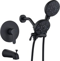 Black Shower Faucet Set With Tub Spout, 48-Setting Dual Shower, Valve In... - $142.99