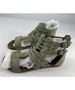 Roan Shoes Womens Size 8.5 Green Suede Bee Osaka Neomint Zip Back Sandal... - $34.25