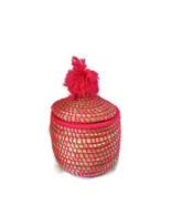  Vintage Hand Made Moroccan Straw Pink Basket Multi Usage Storage Home Decore. - $45.00
