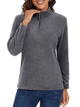 MAGCOMSEN Women&#39;s Quarter Zip Pullover Fleece Jacket Grey XL Warm Comfort - $196.40 MXN