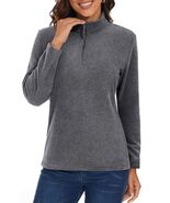 MAGCOMSEN Women&#39;s Quarter Zip Pullover Fleece Jacket Grey XL Warm Comfort - €9,16 EUR