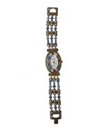 Murano Glass Millefiori Gold Tone Watch Venice Italy Quartz Watch Beaded... - $79.19