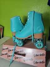 Adult Roller Skates C7 Aqua Blue EUC With Box Premium Womens 9 Or Mens 8 - $122.50