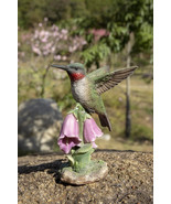 Hummingbird on Foxglove-Garden Statue, Garden Decoration, Home Decor, Animal Scu - $30.79