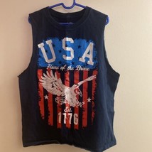 Boys Tank Top XL 14 / 16 USA Home Of The Brave Navy Blue - $3.56