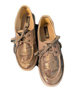 Sperry Bahama Pewter Top Siders Boat Shoes Women&#39;s Size 6 Silver Sequin - £9.46 GBP