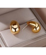 18 carat gold plated oval water drop earring - £6.69 GBP