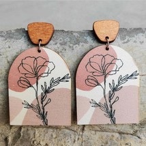 Geometrical Shape Wooden Drop Earrings - $18.95