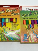 Lot of 2 Vintage Magic Eraser Pens 9 Color Erasing Pens Non-Toxic READ - £9.67 GBP