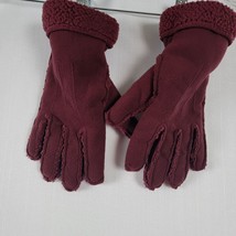 Eddie Bauer Womens Soft Suede Winter Gloves Size L XL Burgundy  Sherpa Lined - £9.96 GBP