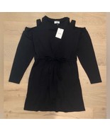NWT Revolve LNA Evie Cutout Sweatshirt Dress in Black Size Small Fleece ... - $64.84 CAD