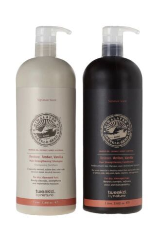 Tweak'd By Nature Restore Amber Vanilla Shampoo & Conditioner 33.8oz ea w/Pumps