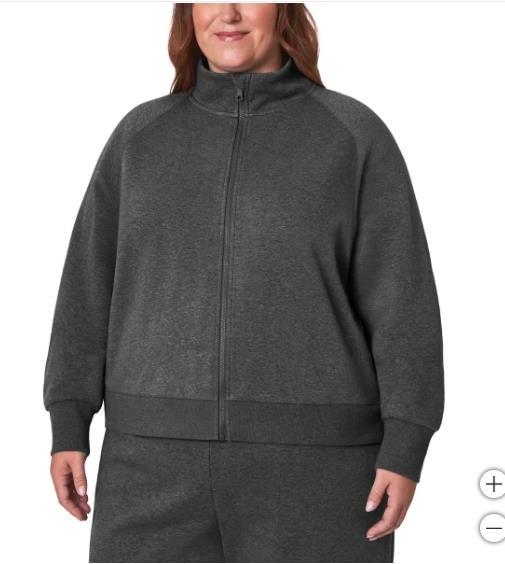 Mondetta Womens Jacket Black Full-Zip Fleece Pockets Relaxed Fit Heavyweight Item image 5