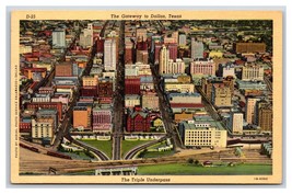 Aerial View Triple Underpass Dallas Texas TX UNP Linen Postcard V9 - £3.61 GBP