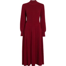 NWT Hill House The Persephone in Black Cherry Ribbed Sweater Knit Midi Dress S - £118.55 GBP