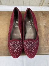 AGL Dark Red Suede Flats with Grommets Size 37 - £19.96 GBP