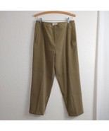Talbots Pants Womens 12 Stretch Olive Green Flat Front Slash Pockets Bel... - $19.79