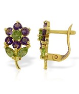 Galaxy Gold GG 14k Solid Gold Amethyst Flower French Clip Earrings - £279.14 GBP
