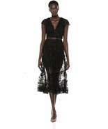 Dress the Pouplation Juliana 2 Piece Lace Crop Top &amp; Midi Skirt Set Blac... - £210.25 GBP