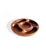 5-Sectioned Hard Wood Vintage Mid century Round Tray Serveware D30cm - $99.00