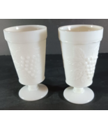 Set of 2 MILK GLASS GOBLET Vintage Anchor Hocking Colony HARVEST GRAPE F... - €8,89 EUR