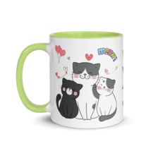 Personalized Monogram Coffee Mug 11oz | Adorable Cats Meow Hearts Themed - £23.17 GBP