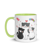 Personalized Monogram Coffee Mug 11oz | Adorable Cats Meow Hearts Themed - $28.99