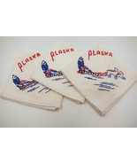 VINTAGE Lot of 3 Alaska Dogsled Mush Printed Cotton Napkins - $28.49