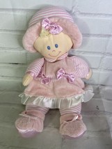 Doll Baby Pink Bows Stripes Dress stuffed plush blonde satin 2010 Kids Preferred - $9.70