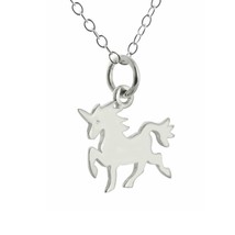 Tiny Unicorn Necklace 0.5&quot; Stainless Steel Pendant 16&quot; Chain Fairytale Girl New - £6.39 GBP