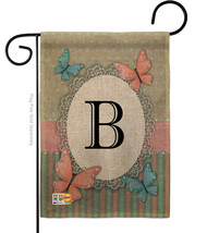 Butterflies B Initial Burlap - Impressions Decorative Garden Flag G180132-DB - £18.36 GBP