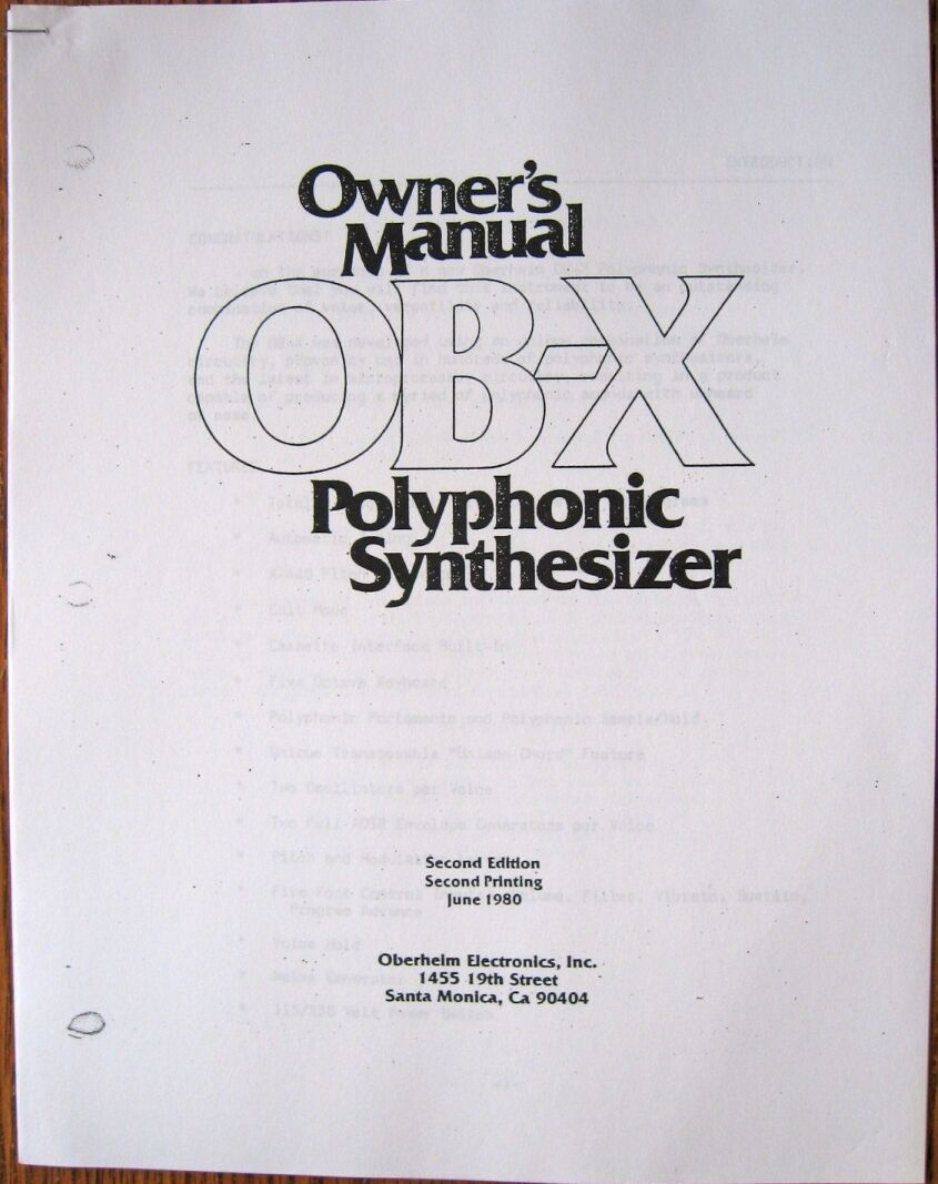 Oberheim OBX Synthesizer Printed User&#39;s Owner&#39;s Manual Booklet - $15.54