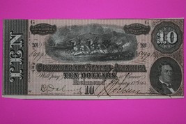 Crisp AU/UNC 1864 Confederate States of America $10 Ten Dollars Authentic 48 - $1,636.61 MXN